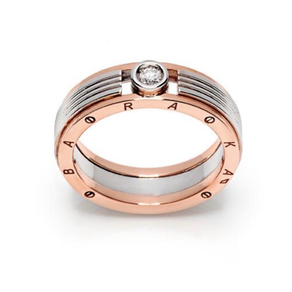 BARAKA Men's Rose & White Gold White Diamonds Ring AN211461BRLU190008 SZ. 8.75